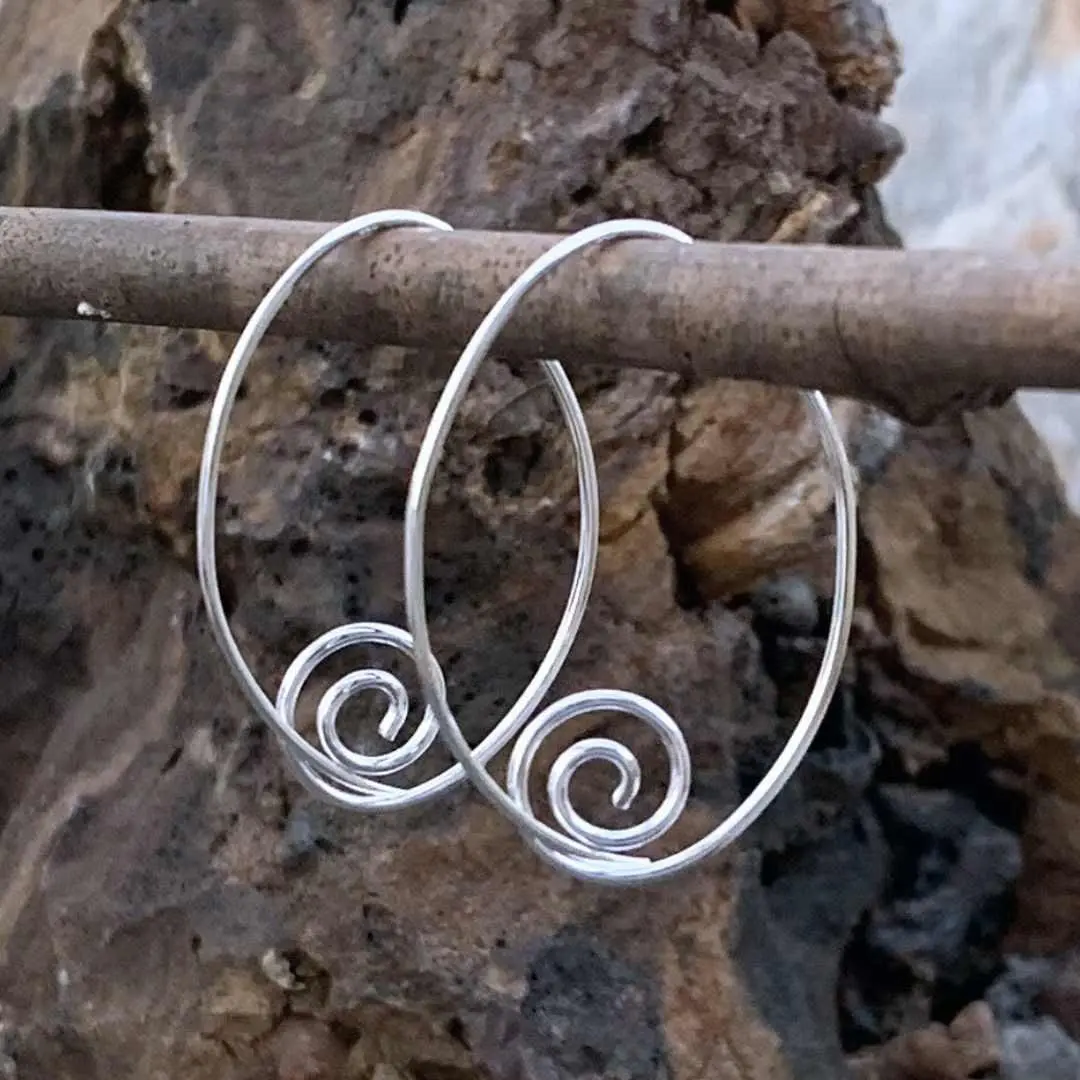 Sterling Silver Spiral Hoops