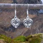 an image of a pair of Filigree Sterling Heart Earrings