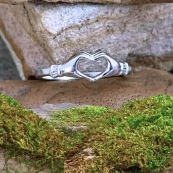 Sterling Silver Heart-Hand Friendship Ring