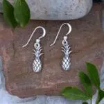 an image of a pair of Sterling Silver Pineapple Earrings with a bit of dangle