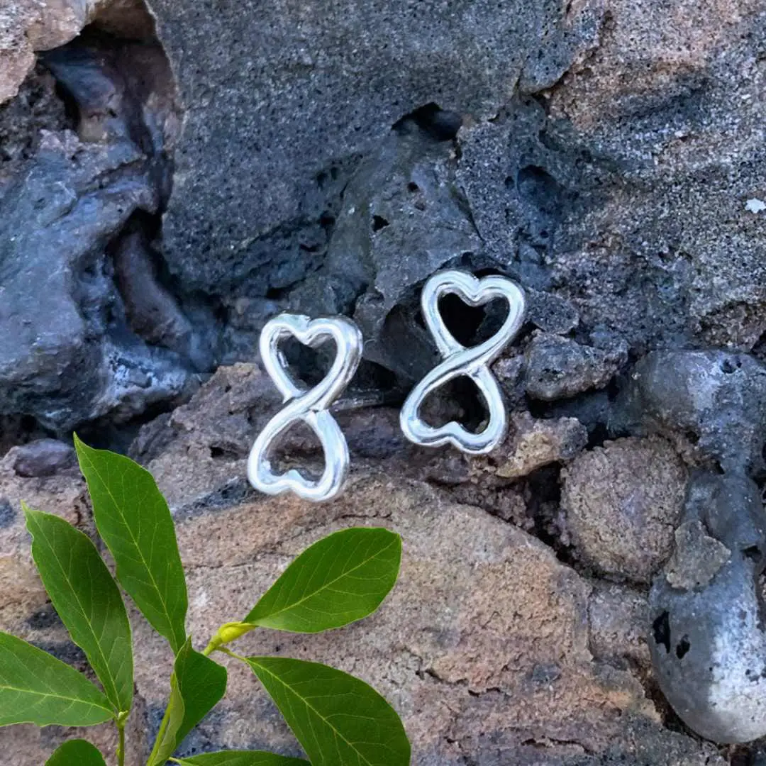 An image of our Infinity Heart Sterling Silver Stud Earrings