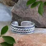 an image of a Bali Design Sterling Silver Toe Ring with a herringbone style wraparound design