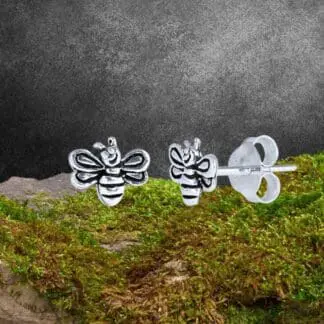 an image of a Petite Smiling Sterling Silver Honeybee Stud Earrings