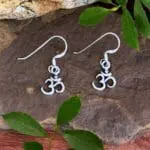 an image of a pair of Petite Sterling Silver Om Dangle Earrings