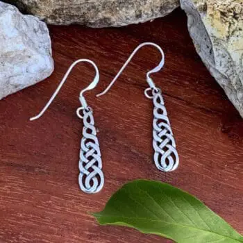 an image of a pair of Sterling Silver Celtic Knot Waterfall Earrings