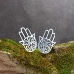 an image of a pair of Sterling Silver Hamsa Stud Earrings