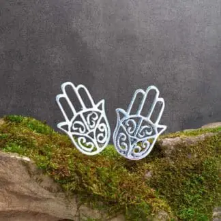 an image of a pair of Sterling Silver Hamsa Stud Earrings
