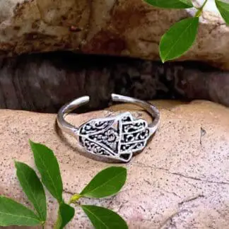 an image of an adjustable Sterling Silver Hamsa Toe Ring