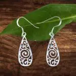 an image of a pair of Sterling Silver Swirl Dangle Earrings with open filigree design