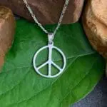 an image of a Polished Sterling Silver Peace Sign Pendant