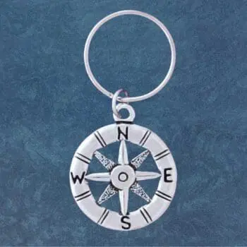 An image of a Pewter Compass Keychain