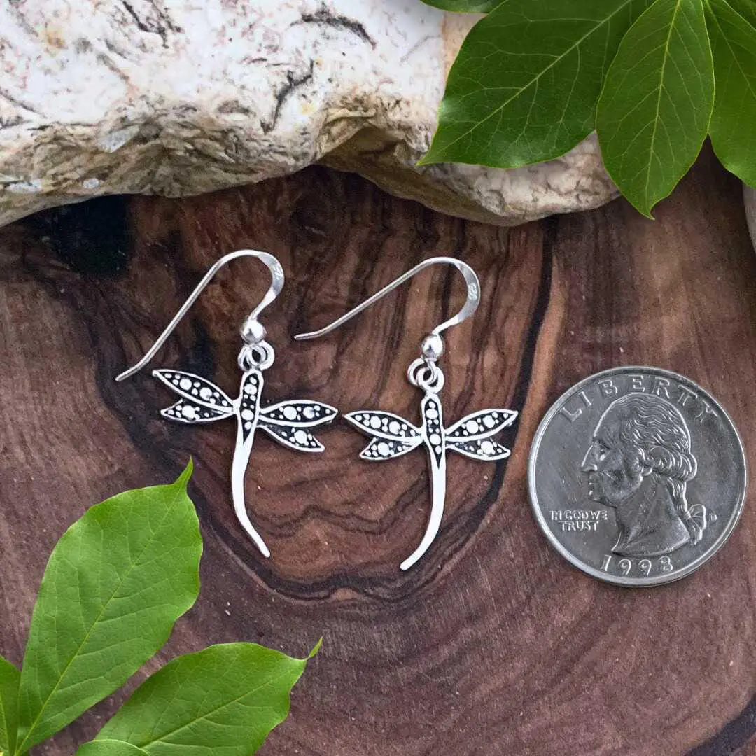 Sterling Silver Curvy Dragonfly Earrings - Image 2