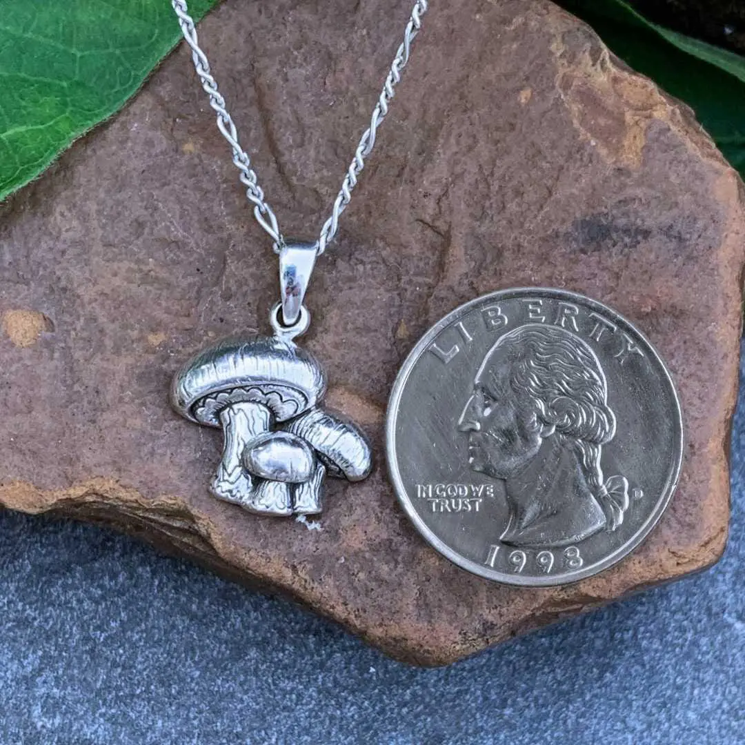 Sterling Silver Mushroom Trio Pendant - Image 2