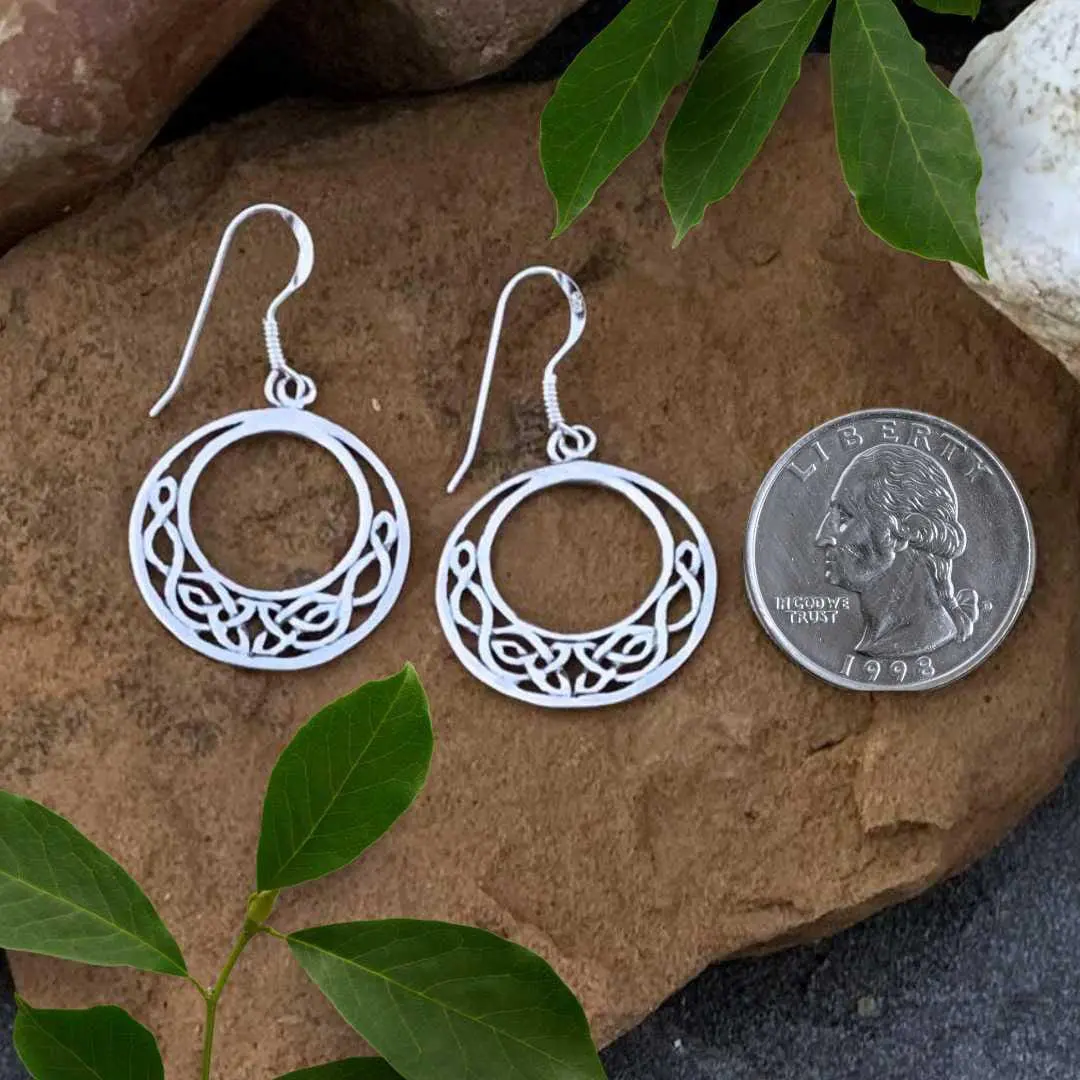 Silver Hoop Celtic Knot Earrings - Image 2