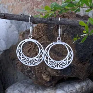 Silver Hoop Celtic Knot Earrings