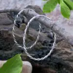 an image of a large pair of Sterling Silver Oval Twisted Hoop Earrings