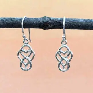 an image of a pair of Infinity Heart Sterling Silver Dangle Earrings