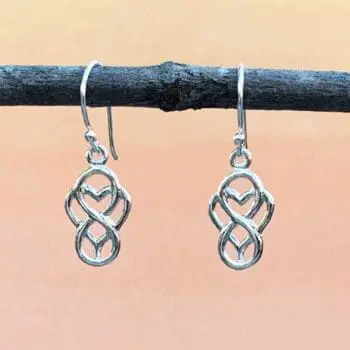an image of a pair of Infinity Heart Sterling Silver Dangle Earrings