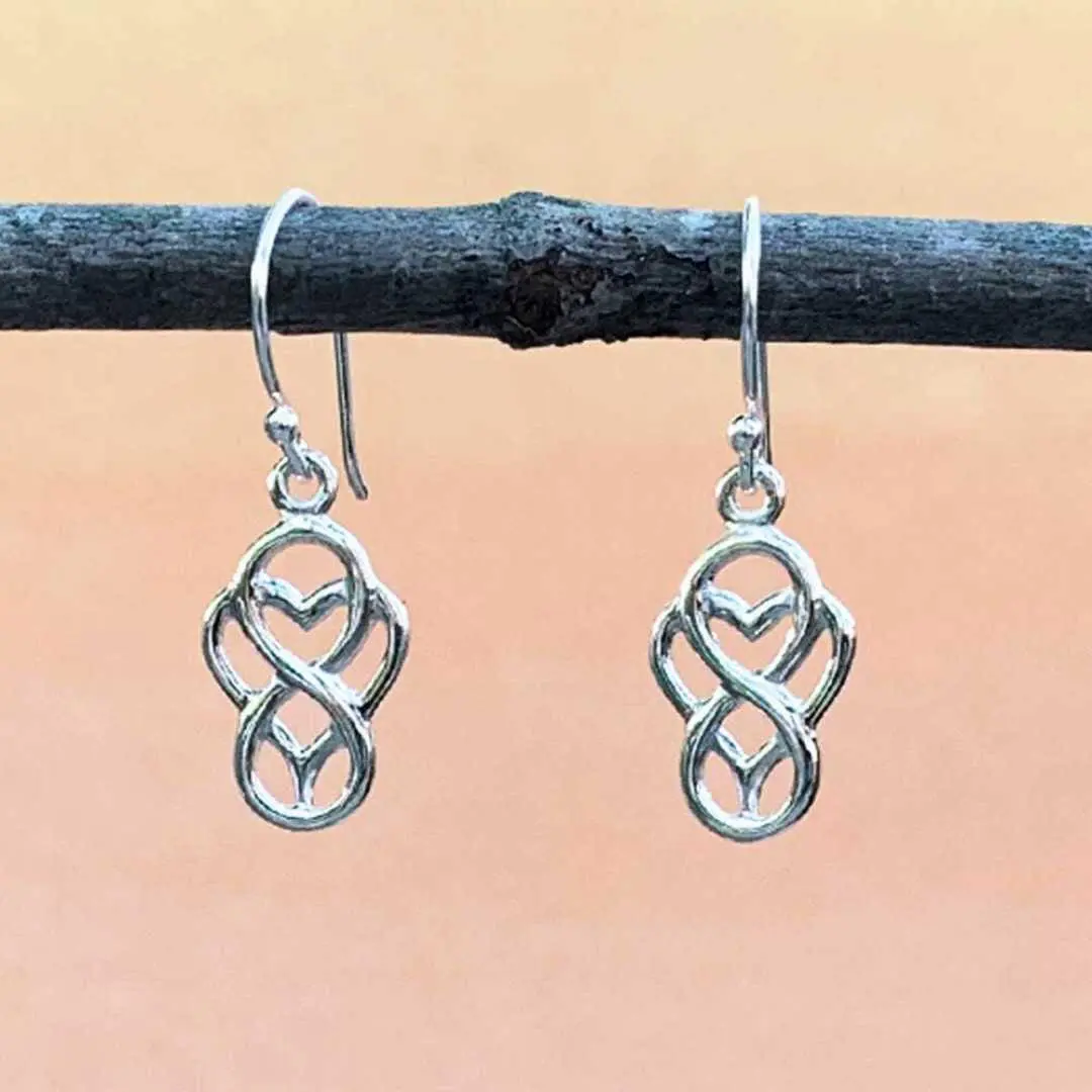 an image of a pair of Infinity Heart Sterling Silver Dangle Earrings