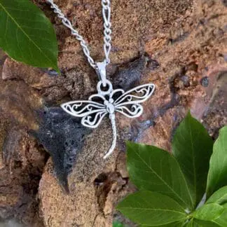 an image of a Delicate Filigree Sterling Silver Dragonfly Pendant