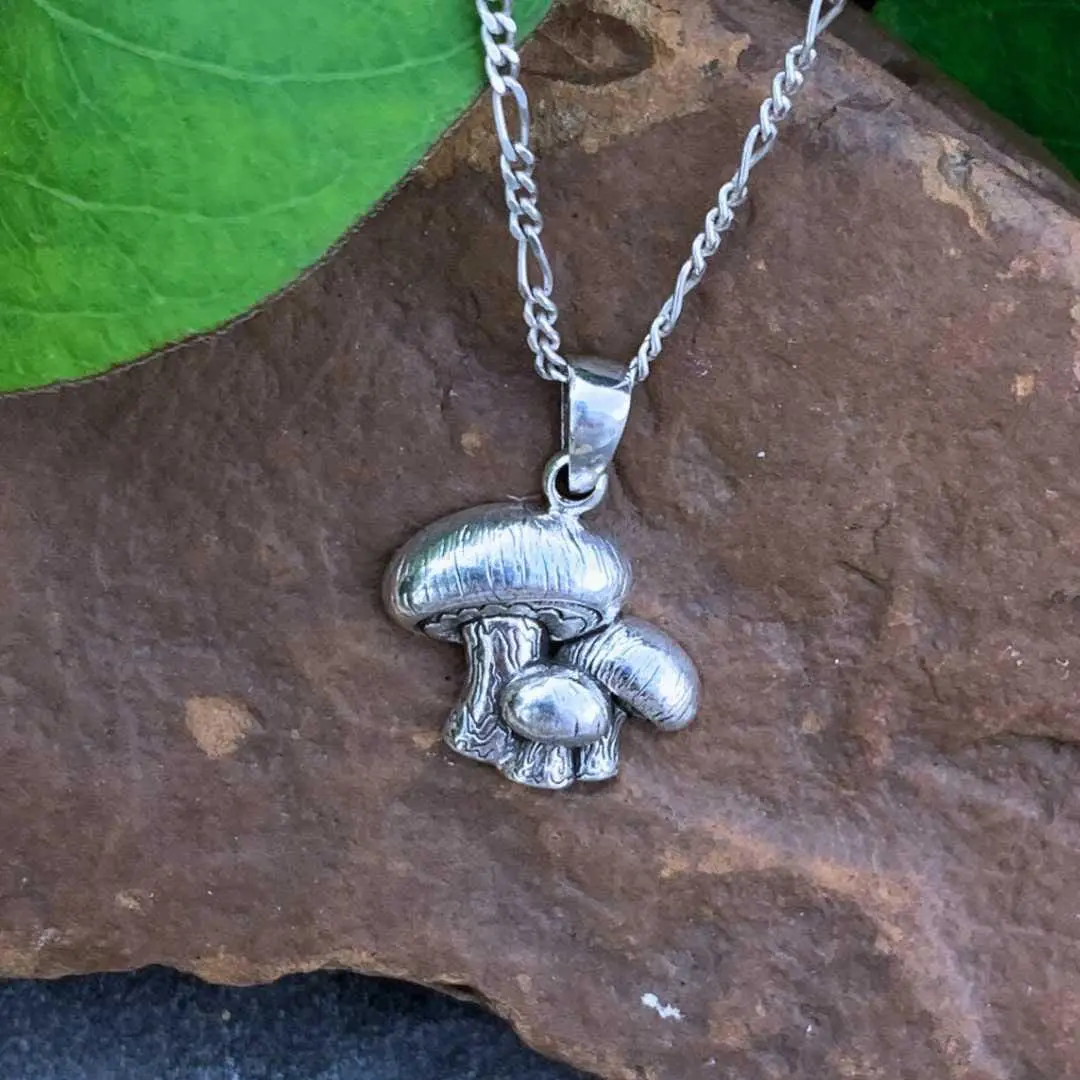 an image of a Sterling Silver Mushroom Trio Pendant