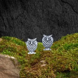 an image of a pair of Sterling Silver Owl on Branch Stud Earrings