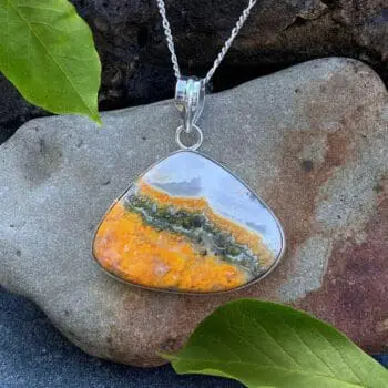an image of a Bumblebee Jasper and Sterling Silver Triangular Pendant