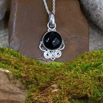 an image of a Pretty Black Onyx and Sterling Silver Swirl Pendant