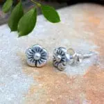 an image of a pair of Sterling Silver Pansy Flower Stud Earrings