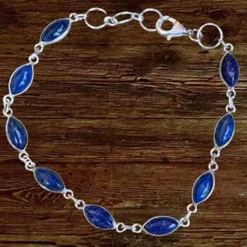 an image of a Marquise Lapis Lazuli and Sterling Silver Bracelet