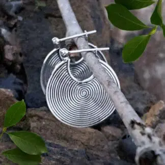 an image of a pair of Sterling Silver Tribal Spiral Hoop Earrings