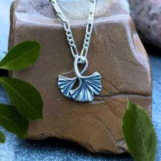 Petite Sterling Silver Ginkgo Biloba Leaf Pendant