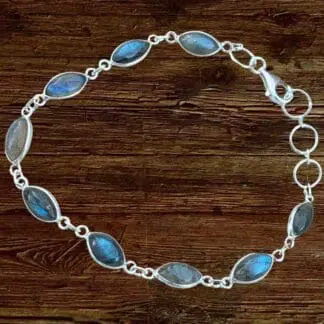 Labradorite Marquise Sterling Bracelet