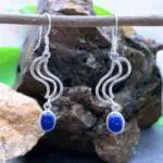 an image of a Wavy Sterling Silver and Lapis Lazuli Earrings