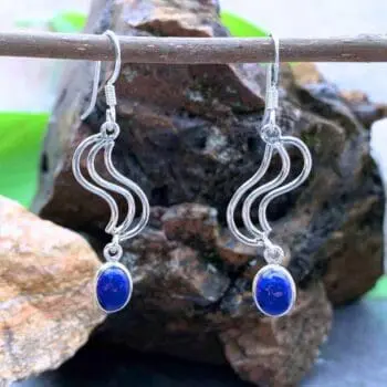 an image of a Wavy Sterling Silver and Lapis Lazuli Earrings