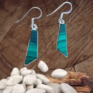 an image of a pair of Contemporary Malachite and Sterling Silver Earrings