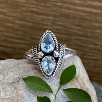 an image of a Double Faceted Blue Topaz and Sterling Silver Ring