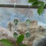 An image of a pair of Double Faceted Peridot and Sterling Silver Earrings