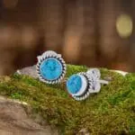 an image of a pair of Round Sterling Silver Turquoise Stud Earrings