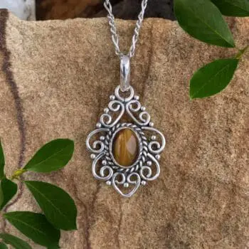 an image of a Filigree Sterling Silver and Tiger's Eye Pendant