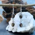 an image of a pair of Double Faceted Smoky Topaz and Sterling Silver Dangle Earrings