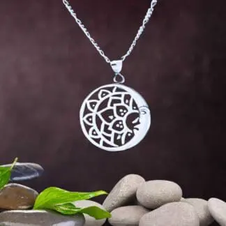 Sterling Silver Lotus Moon Pendant