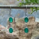 an image of a pair of Double Faceted Green Onyx and Sterling Silver Earrings