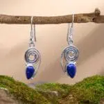 an image of a pair of Teardrop Lapis Lazuli and Spiral Sterling Silver Earrings