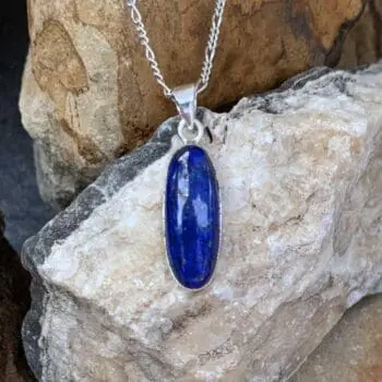 an image of an Oblong Lapis Lazuli and Sterling Silver Pendant