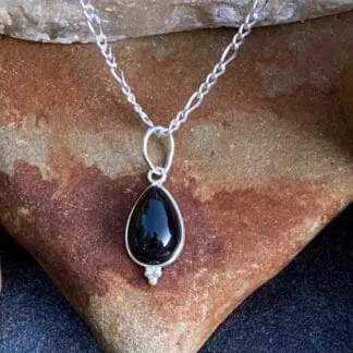 Petite-Teardrop Black Onyx Pendant