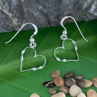an image of a pair of Sterling Silver Angled Heart Earrings