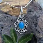 an image of a Filigree Sterling Silver and Blue Chalcedony Pendant