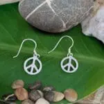 an image of a small pair of Sterling Silver Peace Sign Earrings