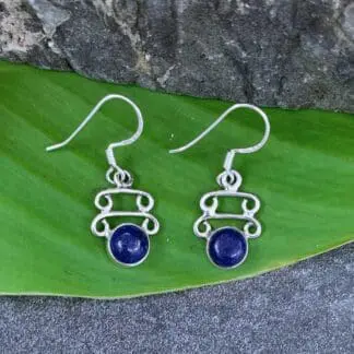 an image of a pair of Double Sterling Silver Bars and Lapis Lazuli Earrings